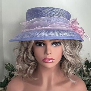 Vintage MEMAR Women's One Size Florence Italy Periwinkle Straw Wedding Hat